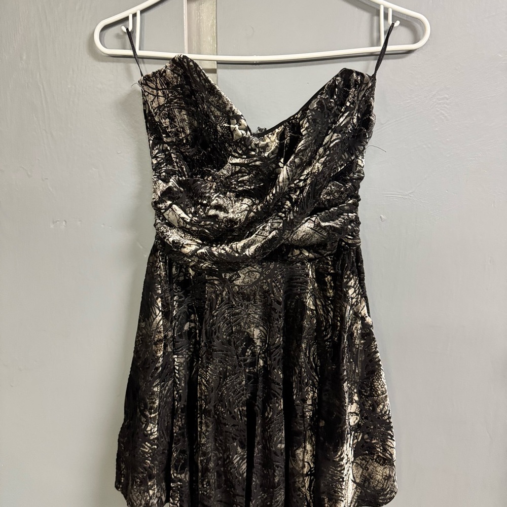 Topshop Strapless Black and Silver Dress
